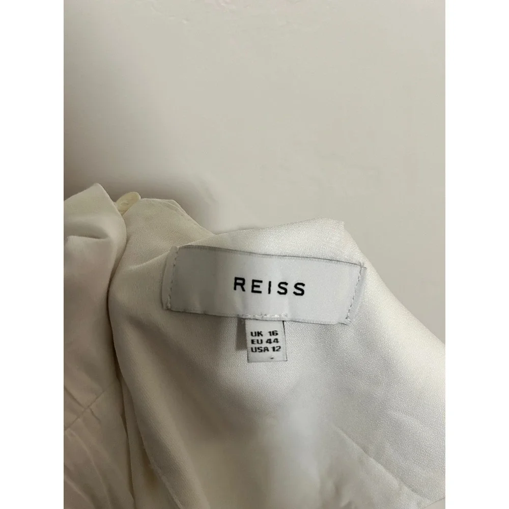 Reiss Gwen White Pleated V-Neck Sleeveless Mini Dress Size 12 Womens RN114836 - Picture 3 of 11